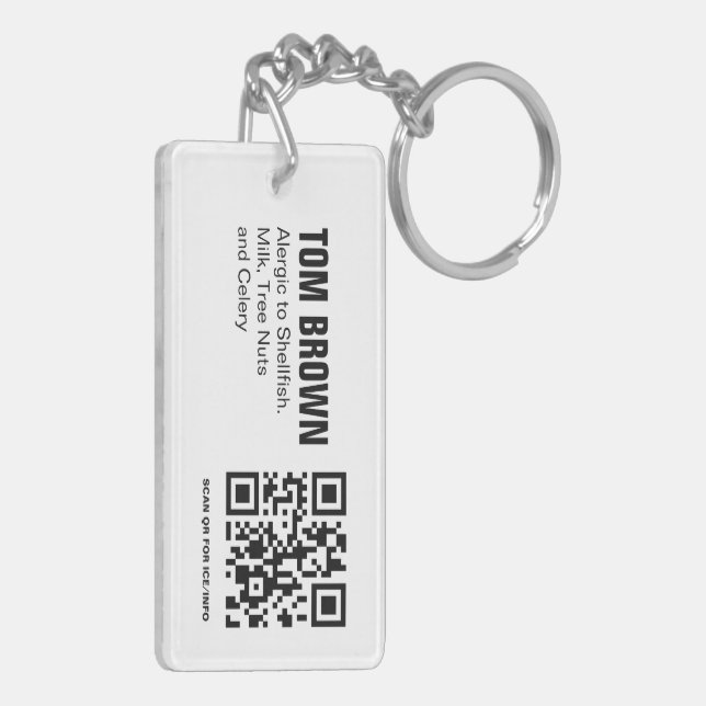 Personalised Medical Alert Tag EPIPEN Key Ring (Back Left)