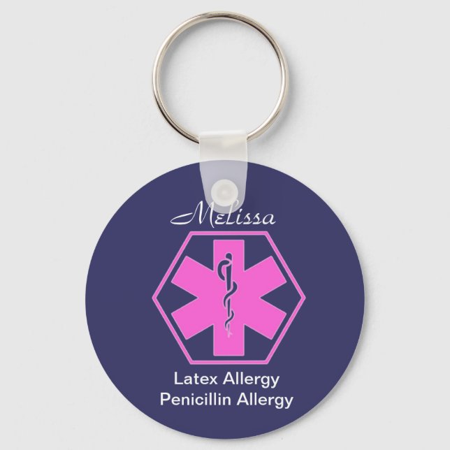 Personalised Medical allergy alert keychains (Front)
