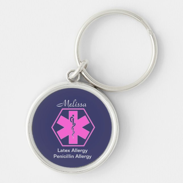 Personalised Medical allergy alert keychains (Front)