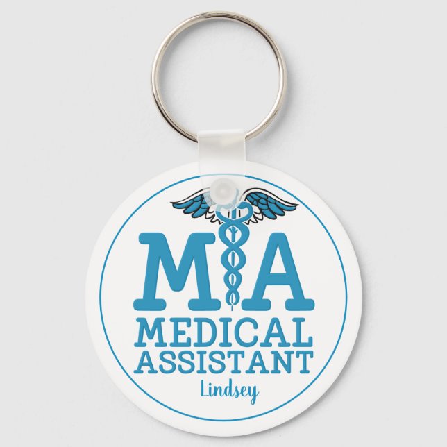 Personalised Medical Assistant Blue Keychain (Front)