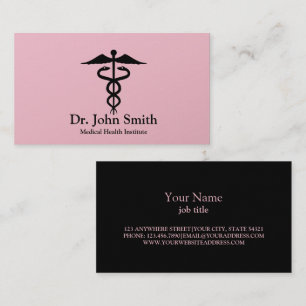 Personalised Medical Caduceus Black Business Card