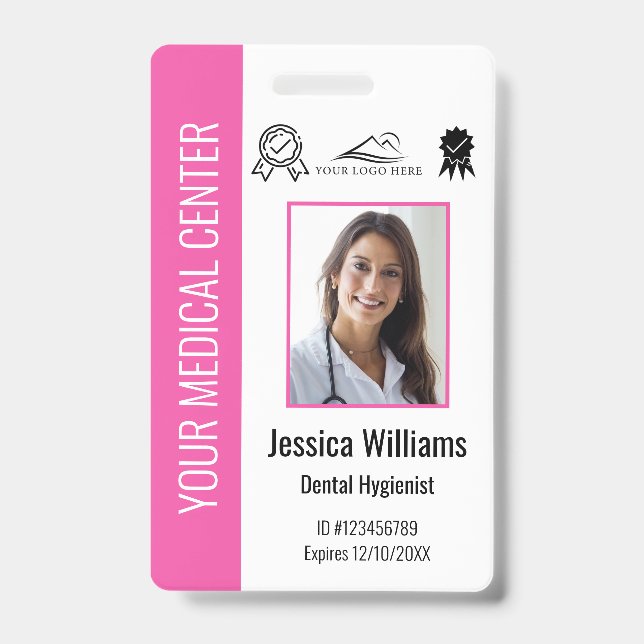 Personalised Medical Certified Employee Pink ID Badge (Front)