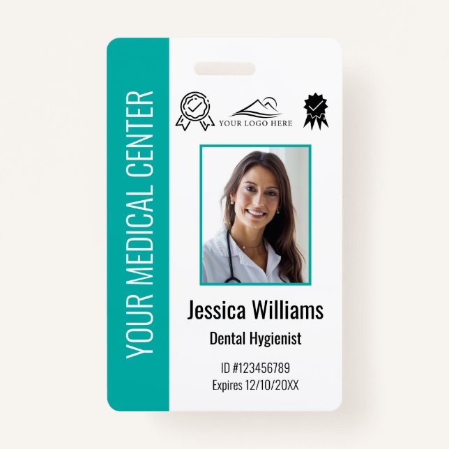 Personalised Medical Certified Employee Teal ID ID Badge (Front)