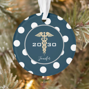 Personalised Medical Doctor Navy Blue Christmas Ornament