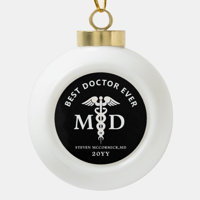 Personalised Medical Doctor Professional Christmas Ceramic Ball Christmas Ornament (Front)