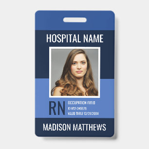 Personalised Medical Employee Blue Photo ID Badge
