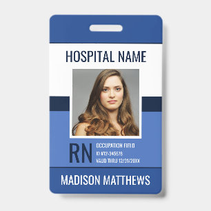 Personalised Medical Employee Blue Photo ID Badge