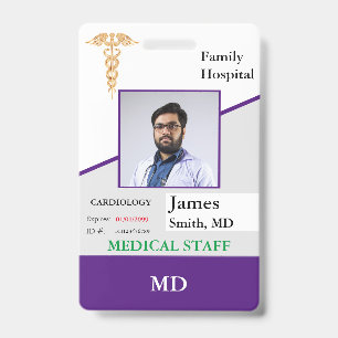 Personalised Medical Employee ID Badge + Barcode