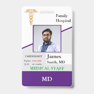 Personalised Medical Employee ID Badge + Barcode