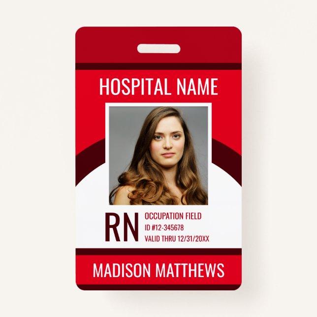 Personalised Medical Employee Photo ID Badge (Front)