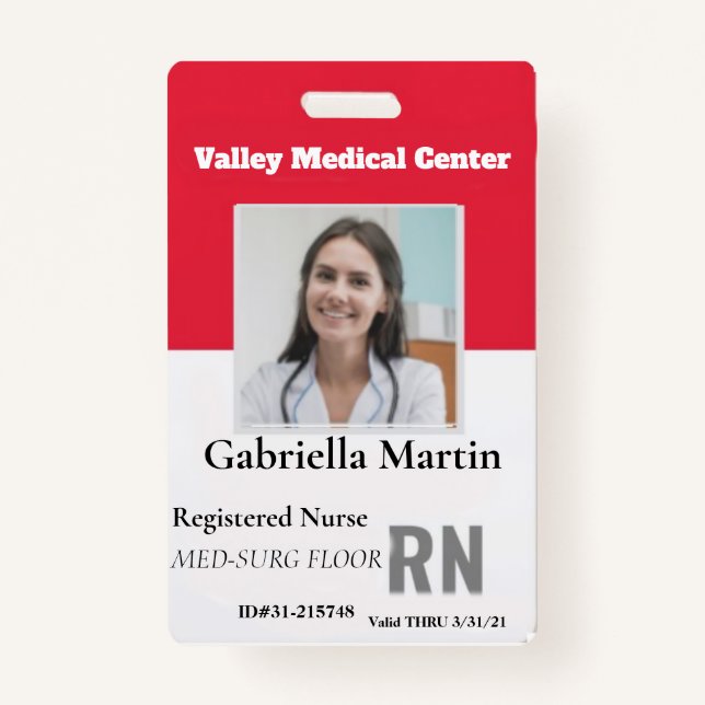 Personalised Medical Employee Photo ID Badge (Front)