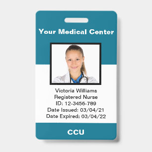 Personalised Medical Employee Photo ID Badge