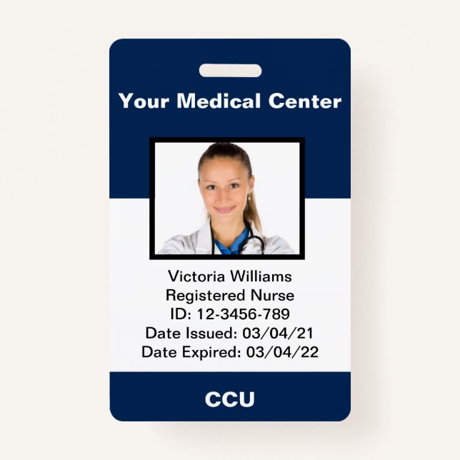 Personalised Medical Employee Photo ID Badge (Front)