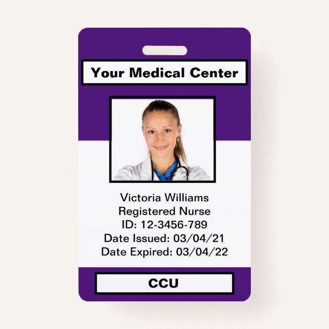 Personalised Medical Employee Photo ID Badge (Front)