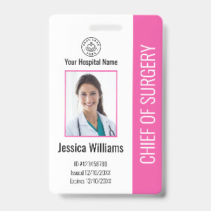 Personalised Medical Employee Photo ID Pink Badge