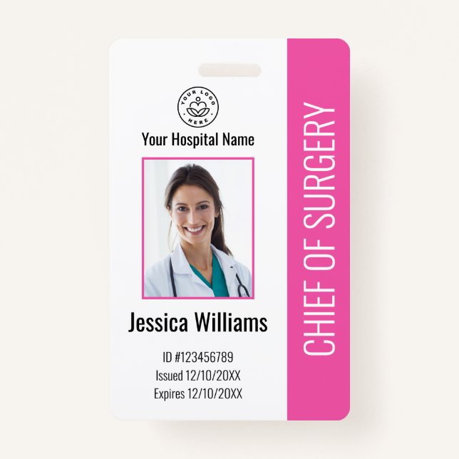 Personalised Medical Employee Photo ID Pink ID Badge (Front)