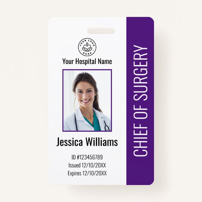 Personalised Medical Employee Photo ID Purple ID Badge (Front)