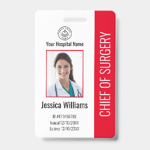 Personalised Medical Employee Photo ID Red Badge