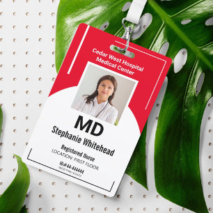Personalised Medical Employee Photo ID Red Badge