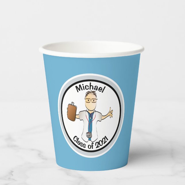 Personalised Medical Graduation Paper Cups for Him (Front)