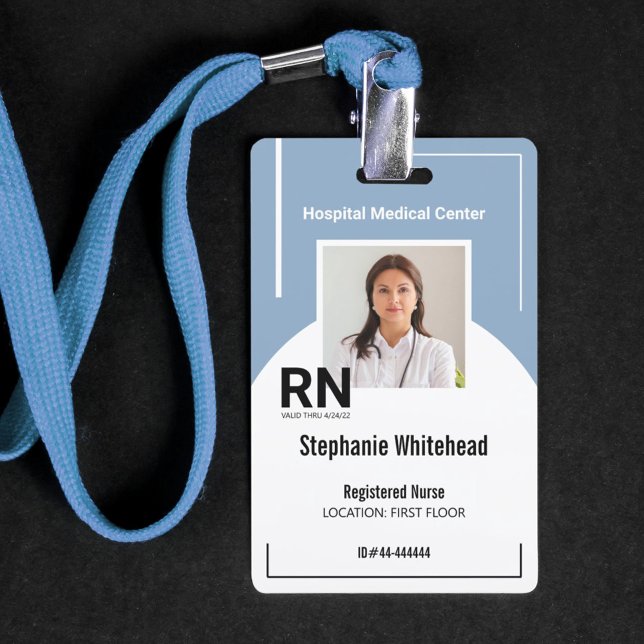 Personalised Medical Personnel Photo ID Dusty Blue ID Badge (Your photo ID employee badge is not just an identification tool, but a powerful communication medium)