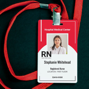 Personalised Medical Personnel Photo ID Red Badge