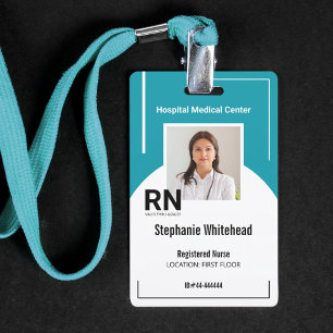 Personalised Medical Personnel Photo ID Teal Badge