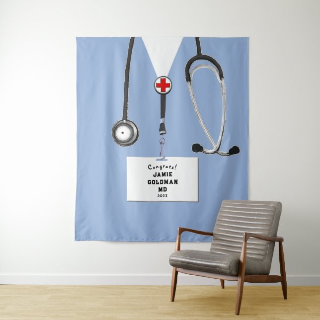 Personalised Medical School Graduation Backdrop Tapestry (In Situ)