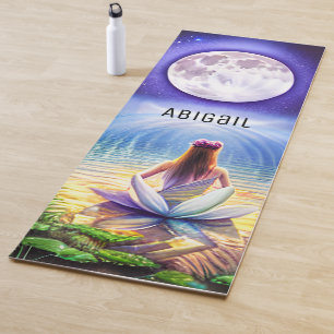 Personalised Meditating Lotus Flower Full Moon Yoga Mat