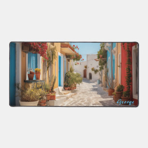 Personalised Mediterranean Island Street Desk Mat