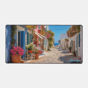 Personalised Mediterranean Island Street Desk Mat