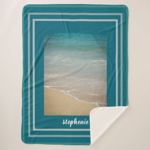 Personalised Mediterranean Sea View  Sherpa Blanket