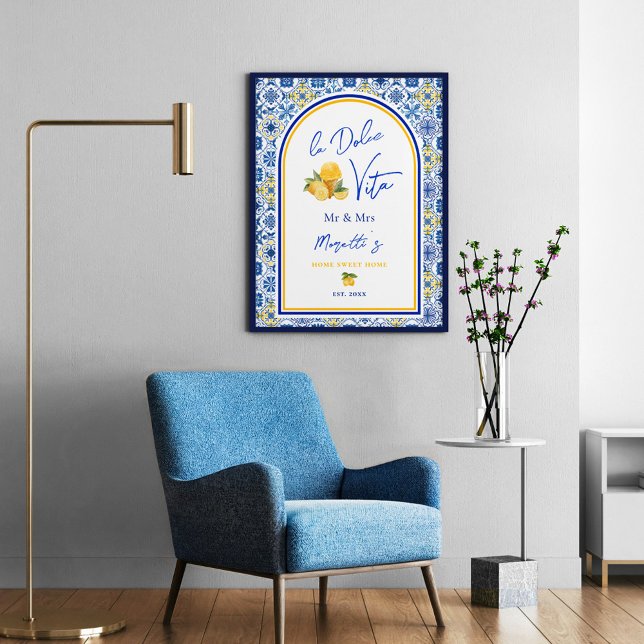 Personalised Mediterranean Tile Newlywed Home Poster (Creator Uploaded)