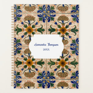 Personalised Mediterranean Vintage Floral Pattern Planner