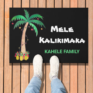 Personalised Mele Kalikimaka Christmas Palm Tree Doormat