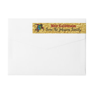 Personalised Mele Kalikimaka Colourful Honu Addres Wrap Around Label