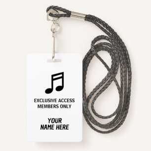 Personalised members only music concert pass ID badge
