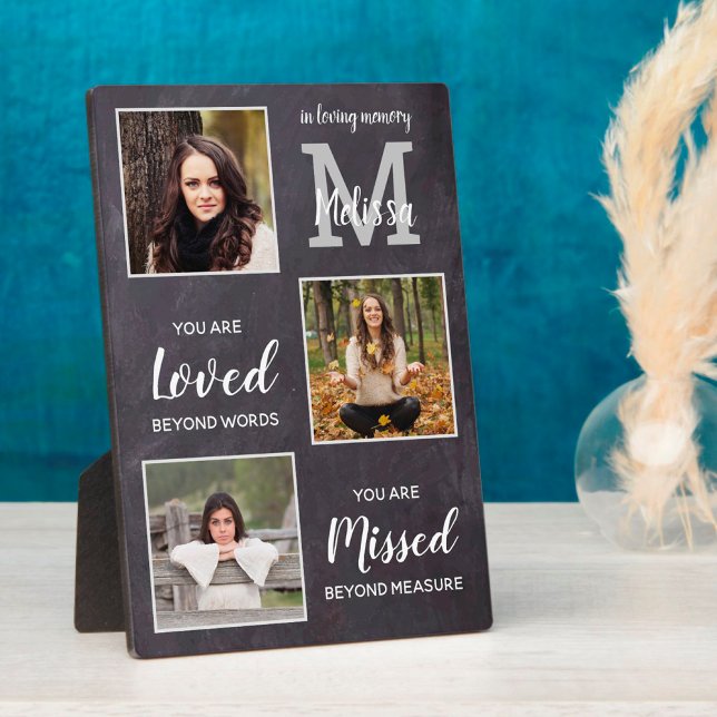 Personalised Memorial 3 Photo Monogram Remembrance Plaque (Creator Uploaded)