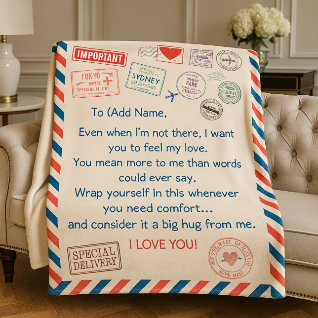 Personalised Memorial Blanket Gift - Airmail gift (Personalized Blanket Gift, Custom This Fleece Blanket With Name ,Photo, Photo Collage, memorial Gift)