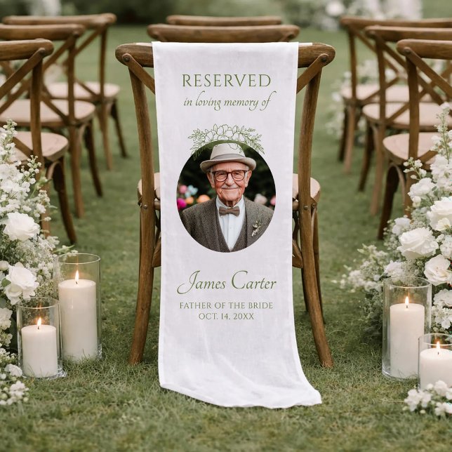 Personalised Memorial Father Of The Bride Sage Short Table Runner (Creator Uploaded)