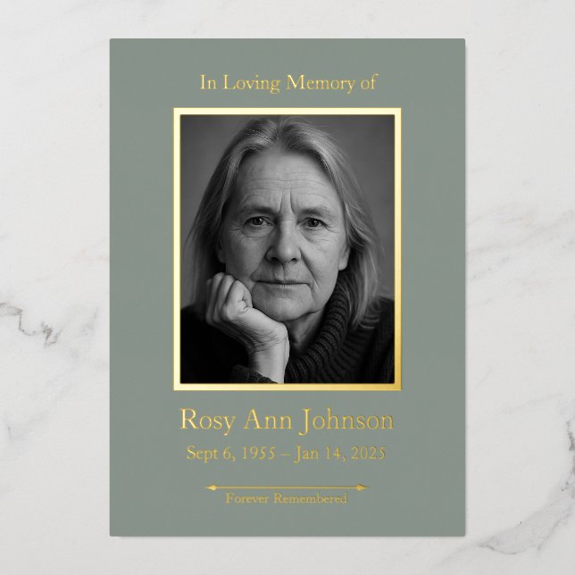 Personalised Memorial Funeral Photo Prayer Card (Front)