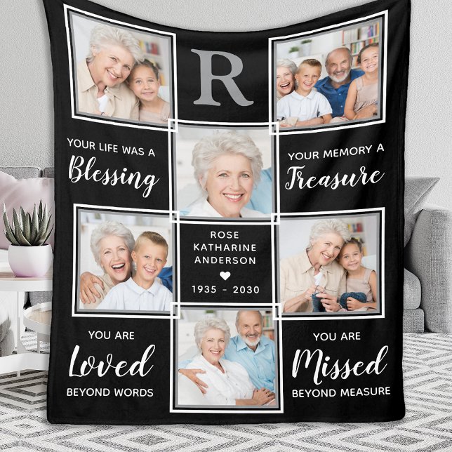 Personalised Memorial Keepsake Photo Collage  Fleece Blanket (Creator Uploaded)