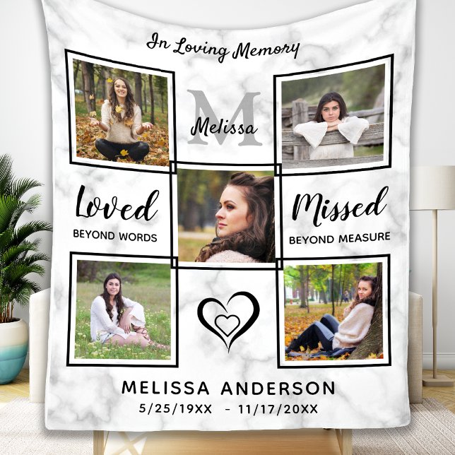 Personalised  Memorial Loving Memory Photo Collage Fleece Blanket (Creator Uploaded)