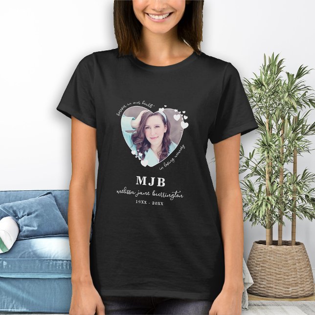 Personalised Memorial Monogram Forever Heart Photo T-Shirt (Creator Uploaded)