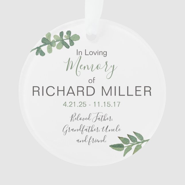 Personalised Memorial Ornament (Non-Photo) (Front)