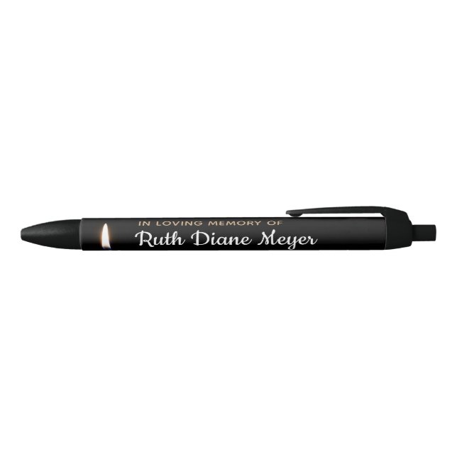 Personalised Memorial Pen Black With Candle (Top)