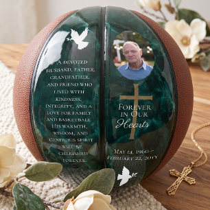 Personalised Memorial Photo Dove Cross Keepsake Basketball