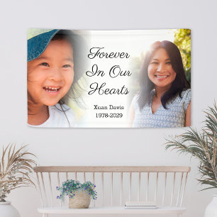 Personalised Memorial Photo Forever In Our Hearts Banner