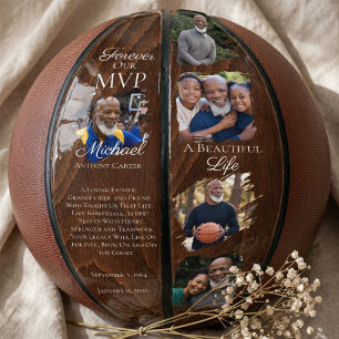 Personalised Memorial Photo Keepsake Woodgrain Basketball