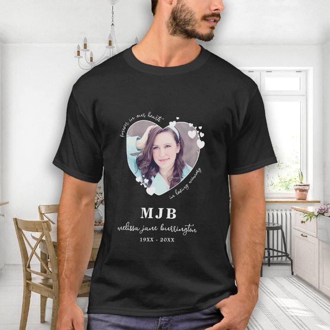 Personalised Memorial Photo Monogram Forever Heart T-Shirt (Creator Uploaded)
